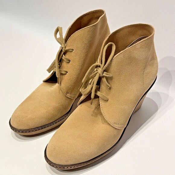 J. Crew MacAlister Wedge Ankle Bootie Chukka Beige Suede Lace Up Women’s Size 8 - Picture 9 of 15